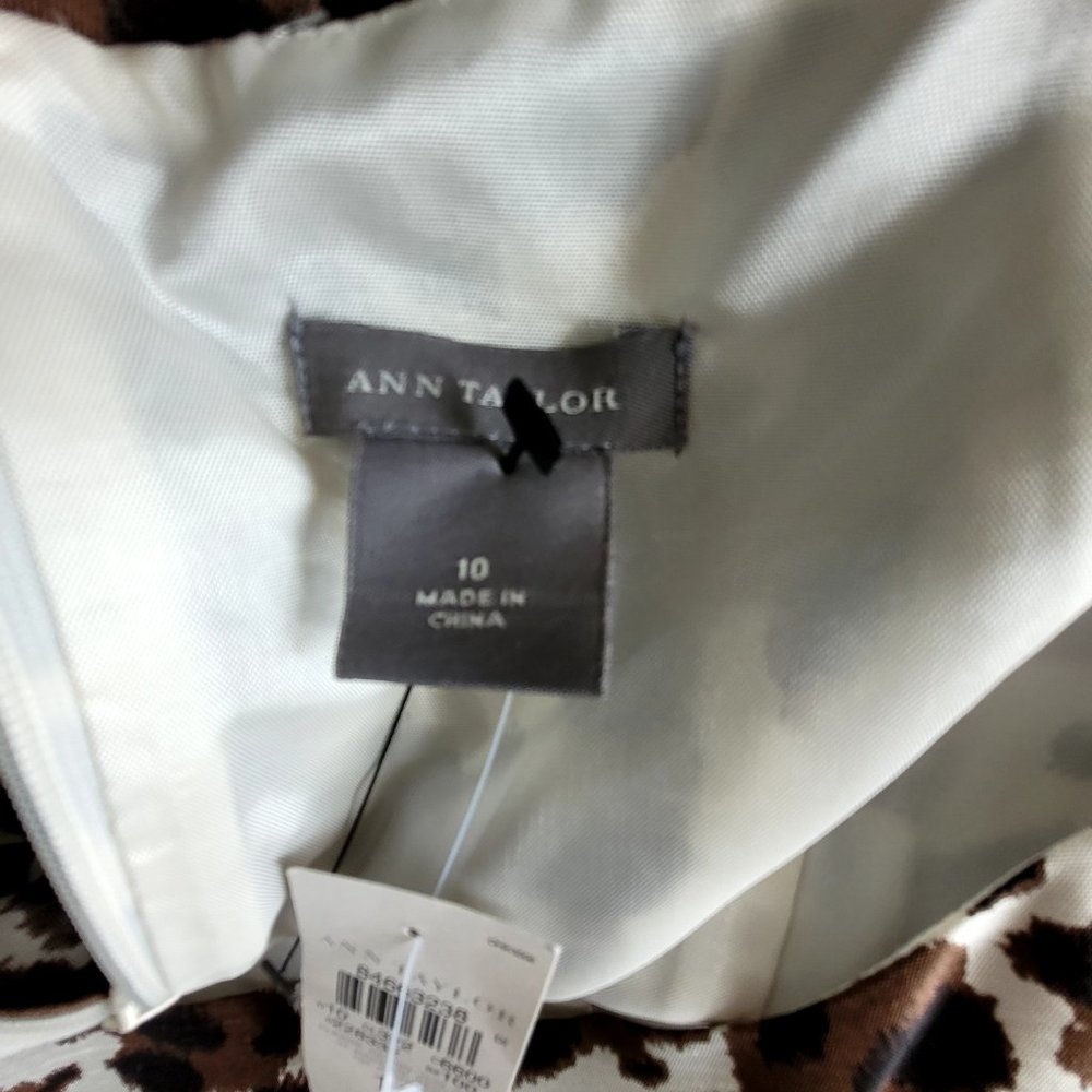 Ann Taylor Business Casual Women's Dress ~ Size 10 ~ Brown, Tan & Animal Print - Picture 8 of 8